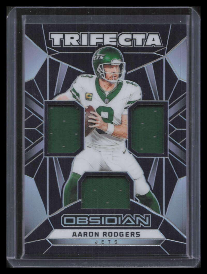2024 Panini Obsidian Trifecta Swatches 25 Aaron Rodgers Triple Jersey