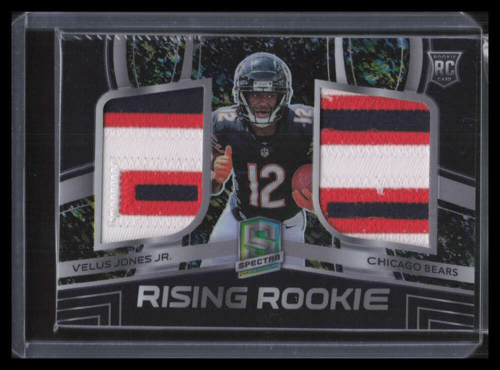 2022 Panini Spectra Rising Rookie Neon Splatter Velus Jones Jr RC Dual Patch 3/8
