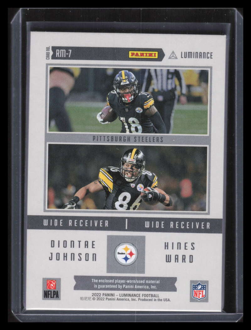 2022 Panini Luminance Reflected Gold 7 Johnson Hines Ward Dual Jersey Patch 5/25
