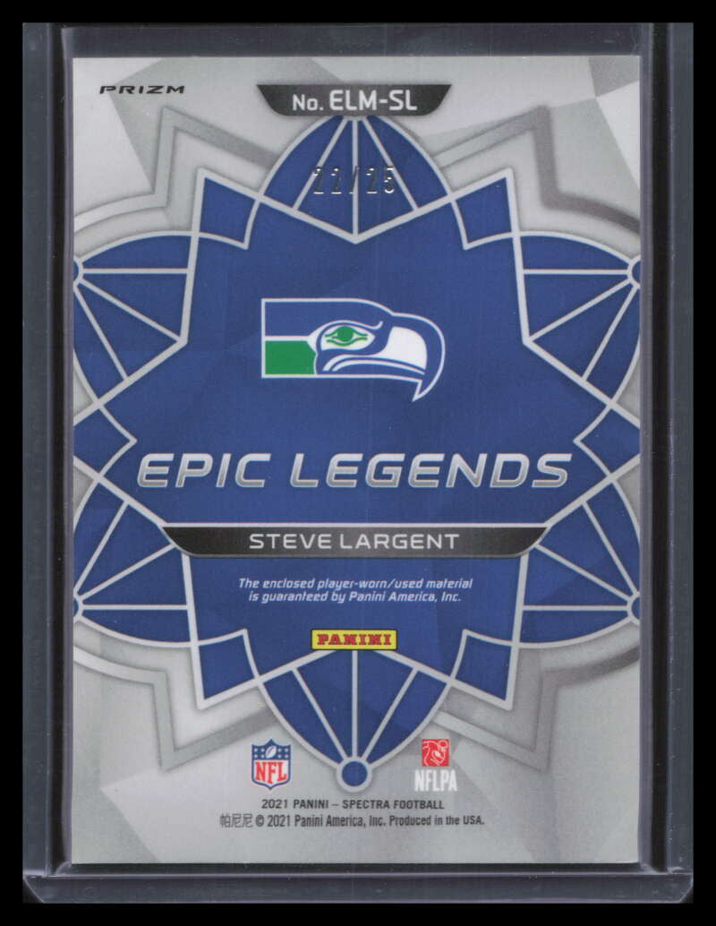 2021 Panini Spectra Epic Legends Materials Meta 16 Steve Largent Patch 22/25