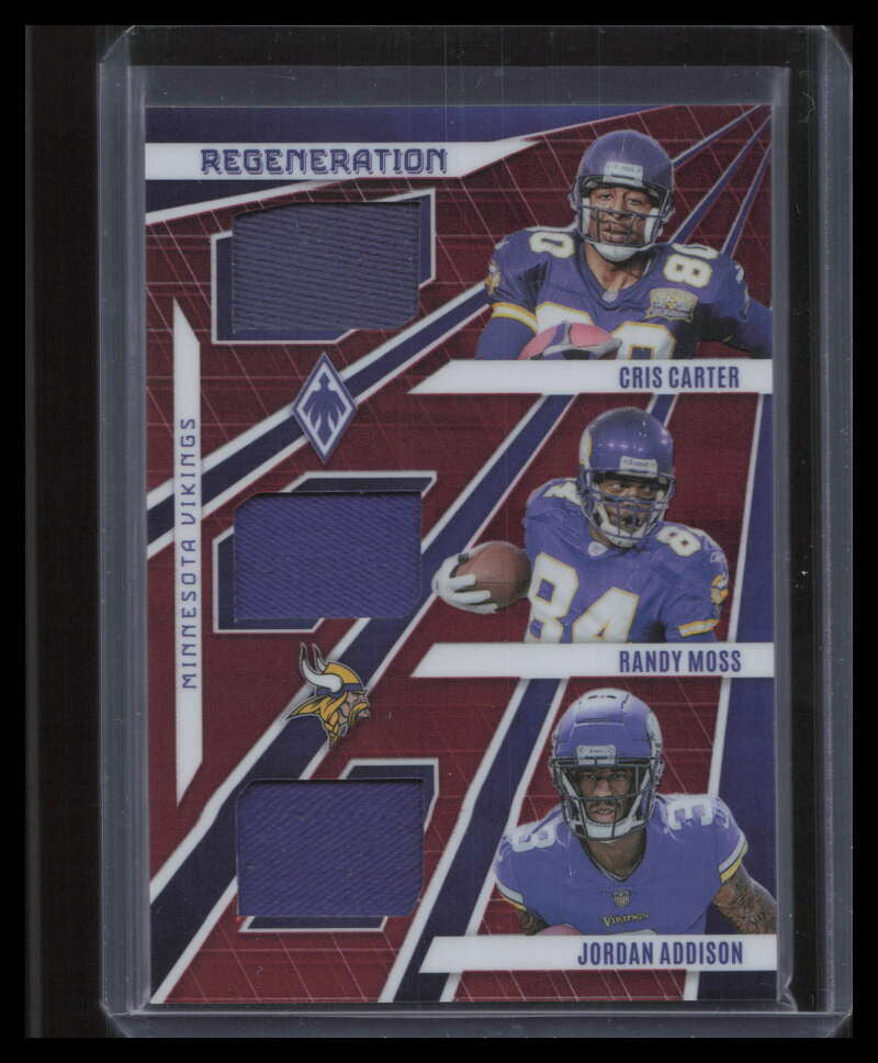 2023 Panini Phoenix Regeneration Red Carter Moss Addison RC Triple Jersey 55/75