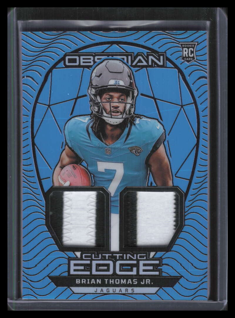 2024 Panini Obsidian Cutting Edge Blue 8 Brian Thomas Jr Rookie Dual Patch 14/25