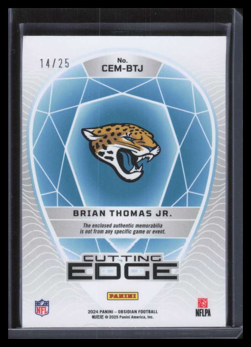 2024 Panini Obsidian Cutting Edge Blue 8 Brian Thomas Jr Rookie Dual Patch 14/25