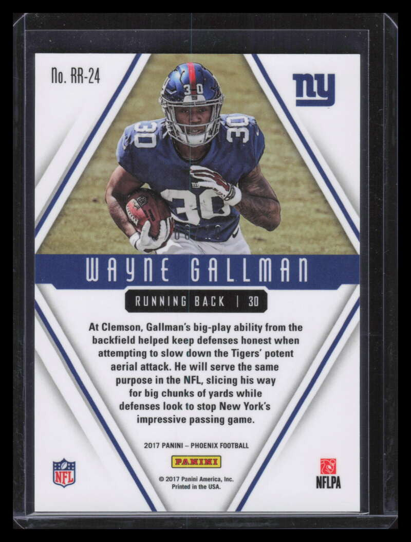 2017 Panini Phoenix Rookie Rising Green 24 Wayne Gallman Rookie 6/10