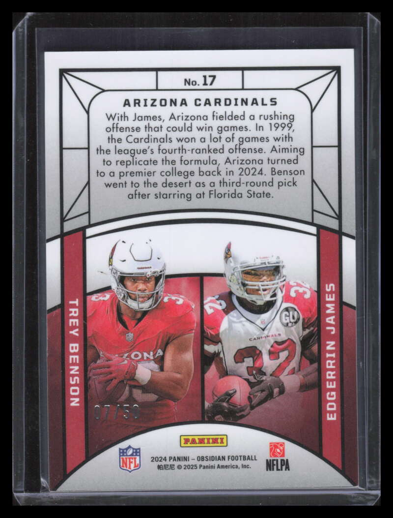 2024 Panini Obsidian Eclipsing Legends Purple 17 James Trey Benson Rookie 7/50