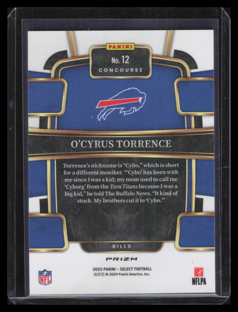 2023 Select Prizm Blue Disco Refractor 12 O'Cyrus Torrence Rookie 21/25