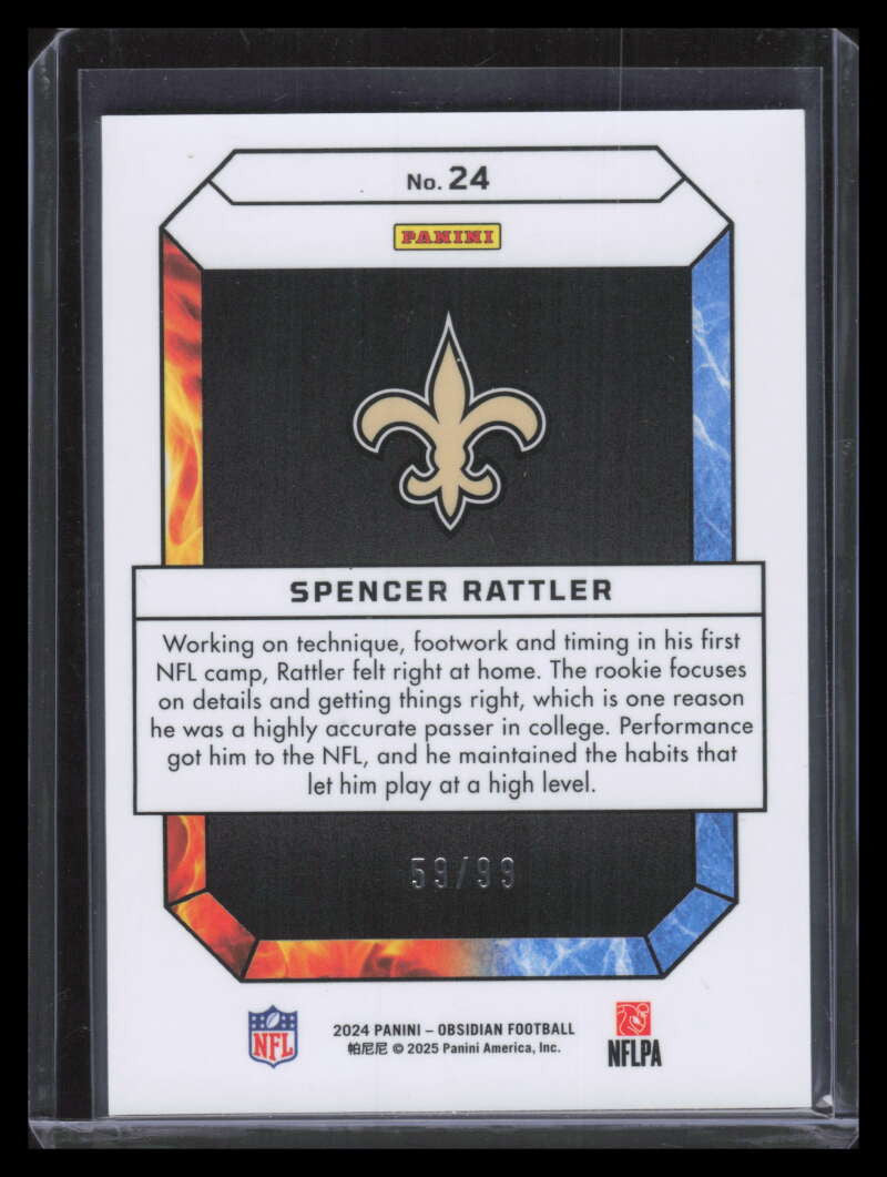 2024 Panini Obsidian Fire and Ice Silver 24 Spencer Rattler Rookie 59/99