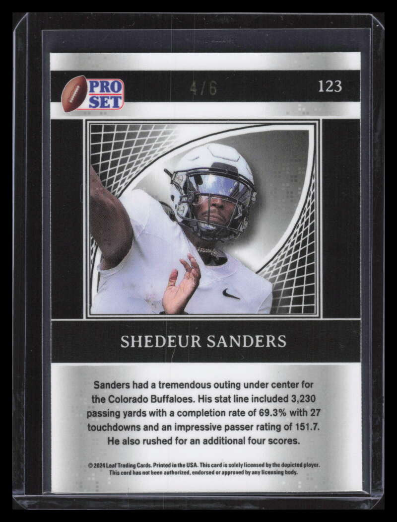 DELETE 161026 2024 Leaf Pro Set Metal Wave Blue 123 Shedeur Sanders Rookie 4/6