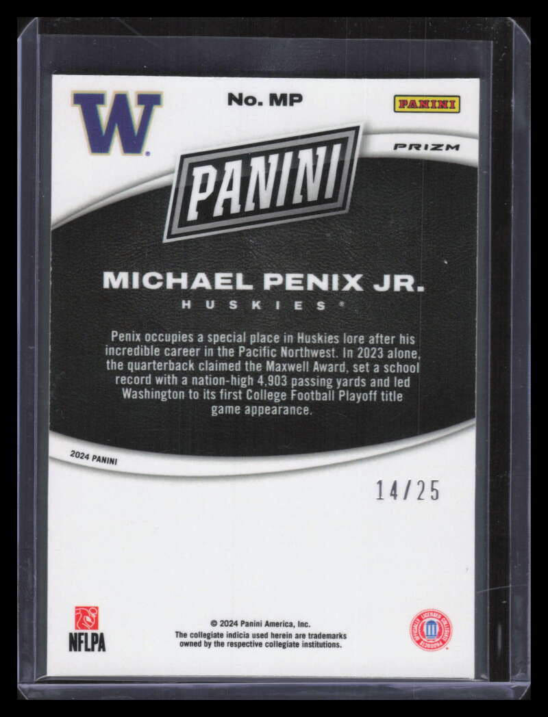 2024 Panini Black Friday Silver MP Michael Penix Jr. Rookie /25 Splash of Color