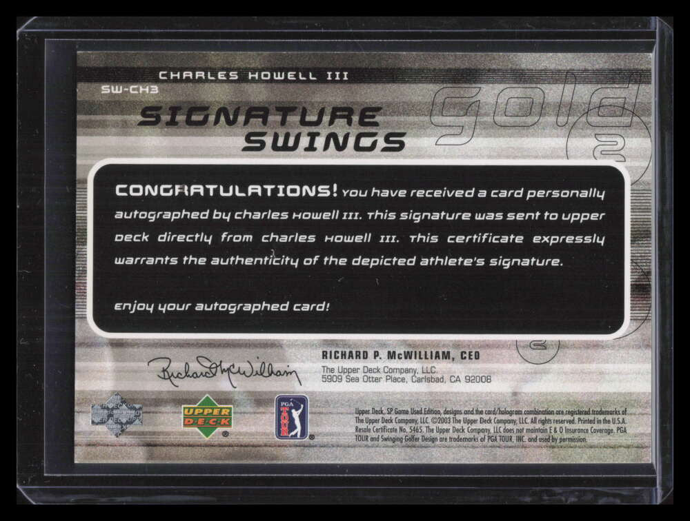 2003 SP Game Used Signature Swings Gold 2 ch3 Charles Howell III Auto 19/35