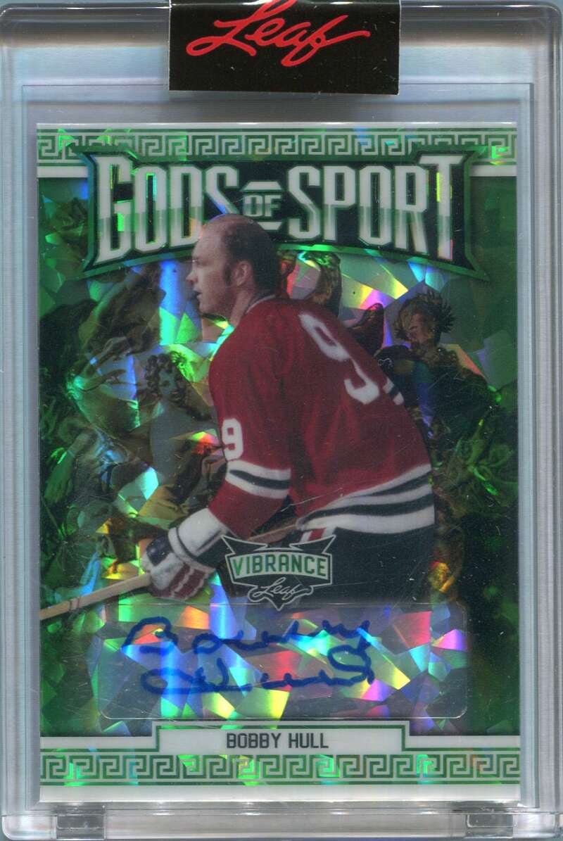 2022 Leaf Vibrance Gods of Sport Autographs Crystals Green Bobby Hull Auto 5/7