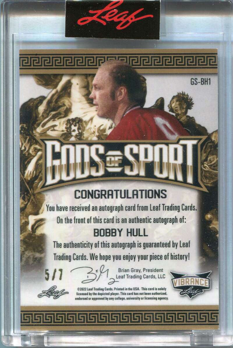 2022 Leaf Vibrance Gods of Sport Autographs Crystals Green Bobby Hull Auto 5/7