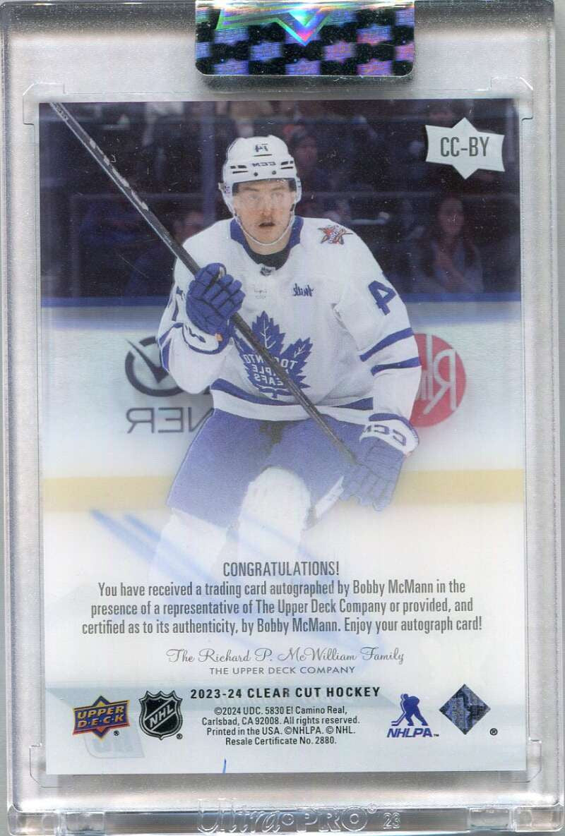 2023-24 Upper Deck Clear Cut CCBY Bobby McMann Rookie Auto