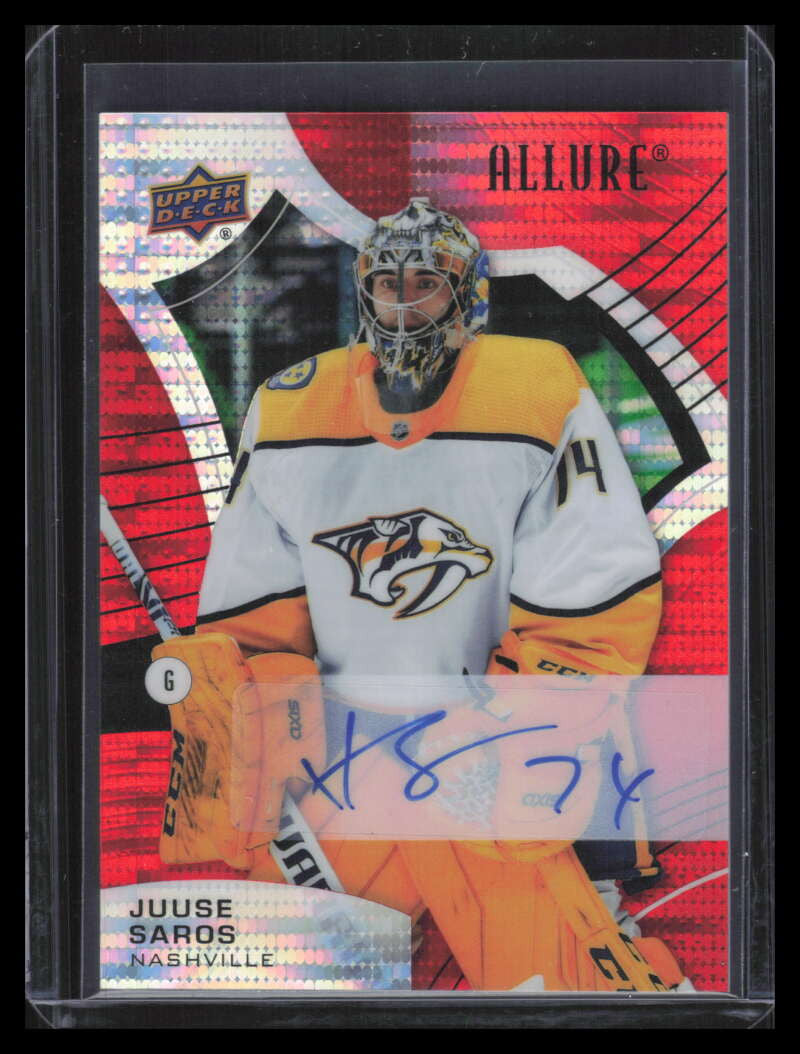 2021-22 Upper Deck Allure Autographs Red Rainbow 65 Juuse Saros Auto
