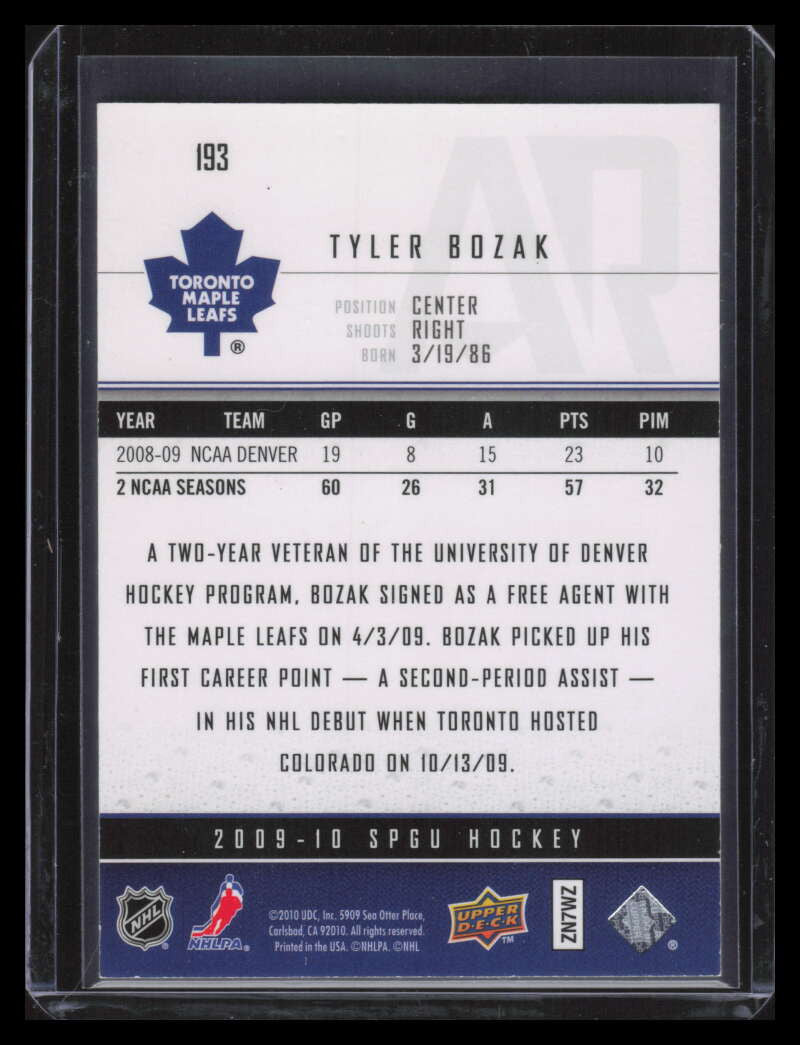 2009-10 SP Game Used 193 Tyler Bozak Rookie 32/99 Authentic Rookies