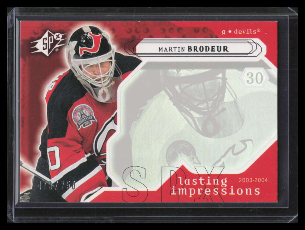 2003-04 SPx 117 Martin Brodeur LI 473/750 Lasting Impressions