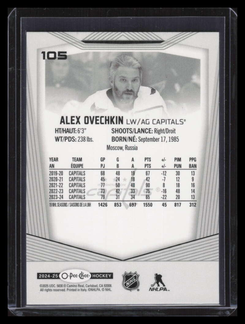 2024-25 O-Pee-Chee Variations Helmet Off 105 Alex Ovechkin SP