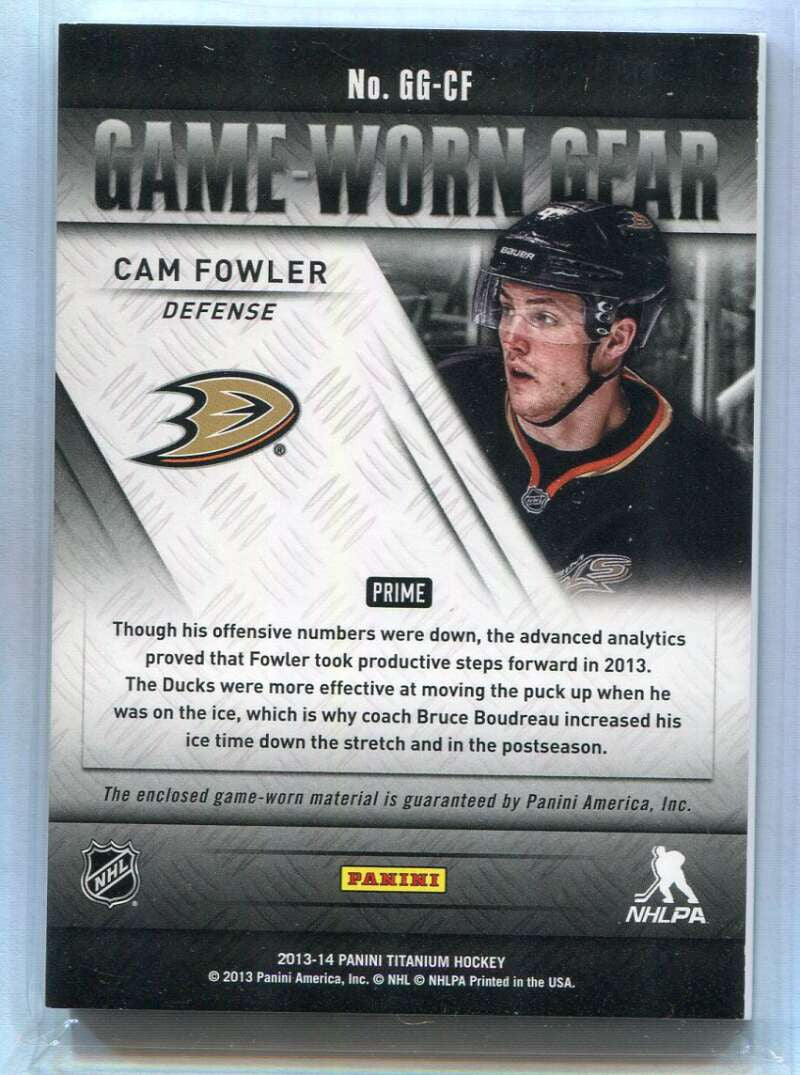 2013-14 Panini Titanium Game Worn Gear Prime GGCF Cam Fowler Patch 41/50