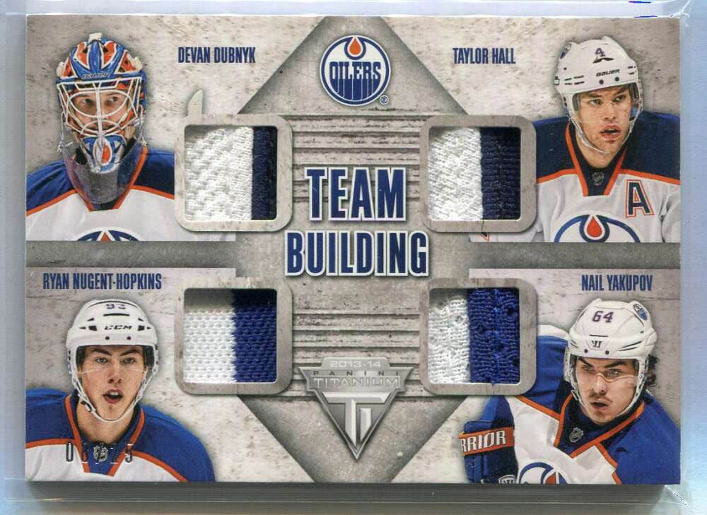 2013-14 Titanium Team Building Dubnyk Yakupov Hall Nugent-Hopkins Quad Patch /25