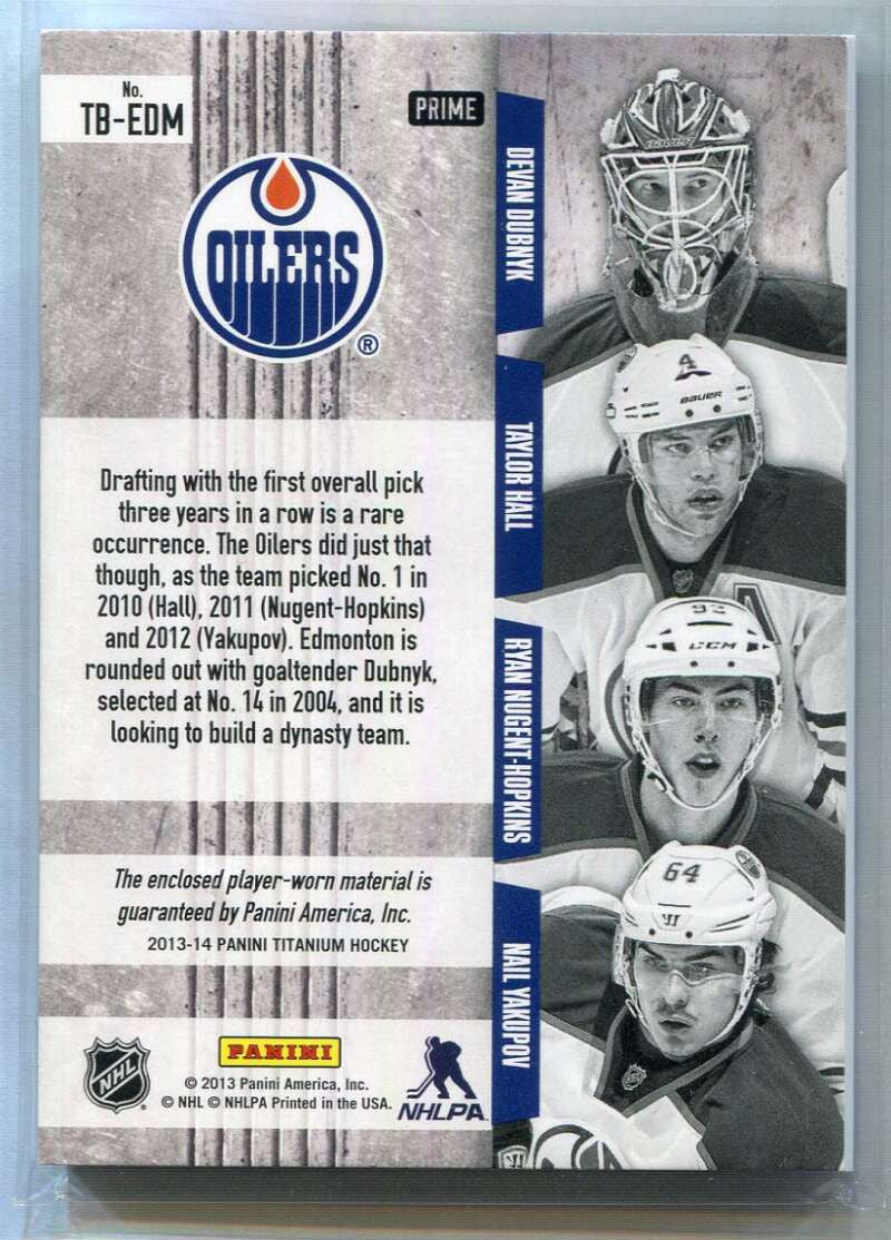 2013-14 Titanium Team Building Dubnyk Yakupov Hall Nugent-Hopkins Quad Patch /25