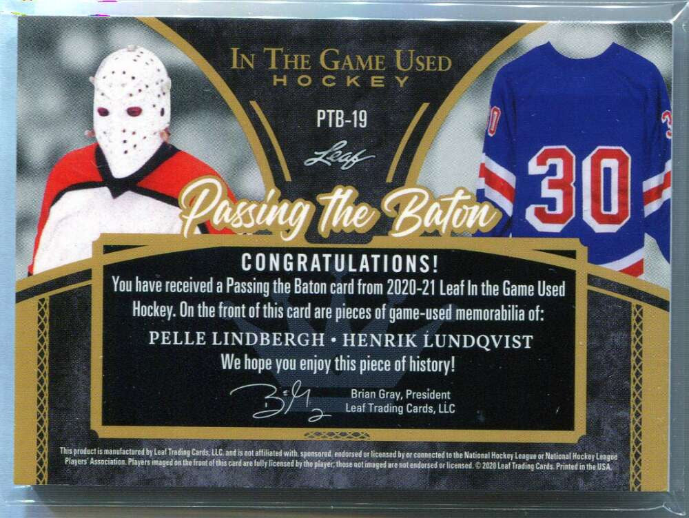 2020-21 ITG Used Passing the Baton Gold Lundqivst Pelle Lindbergh Dual Patch 1/1