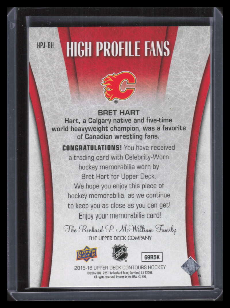 2015-16 Upper Deck Contours High Profile Fans Jerseys Bret Hart Red Wings Jersey