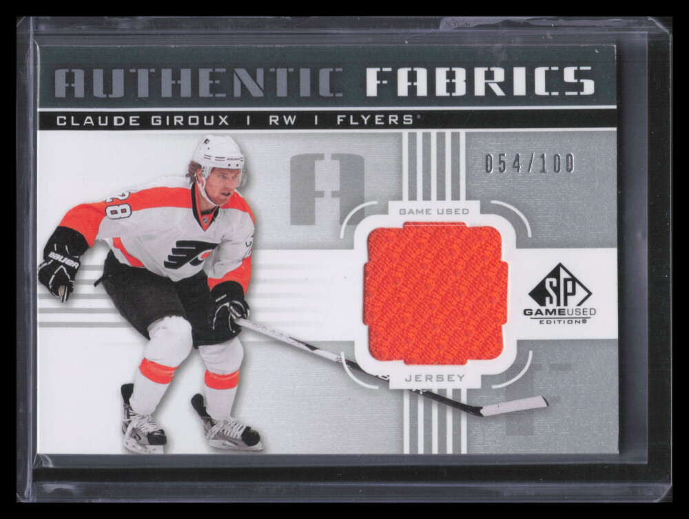 2011-12 SP Game Used Authentic Fabrics AFCG Claude Giroux Jersey 54/100