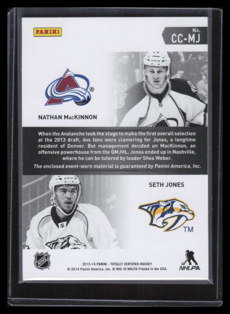 2013-14 Totally Certified Competitors Seth Jones MacKinnon Rookie Dual Jersey