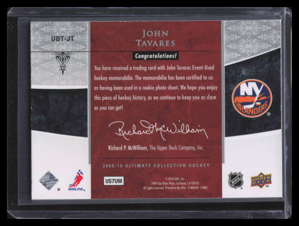 2009-10 Ultimate Collection Debut Threads John Tavares Rookie Jersey 192/200