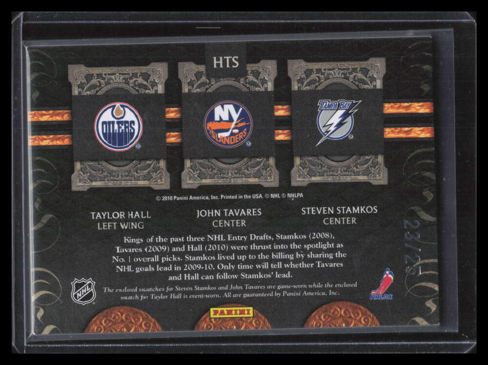 2010-11 Crown Royale Royal Lineage HTS Hall Tavares Stamkos Triple Jersey 23/25