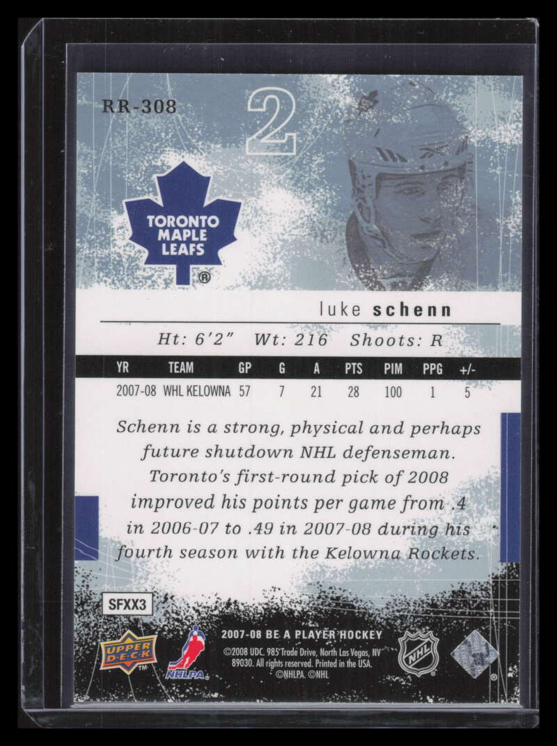 2007-08 Be A Player 308 Luke Schenn XRC Rookie 57/99
