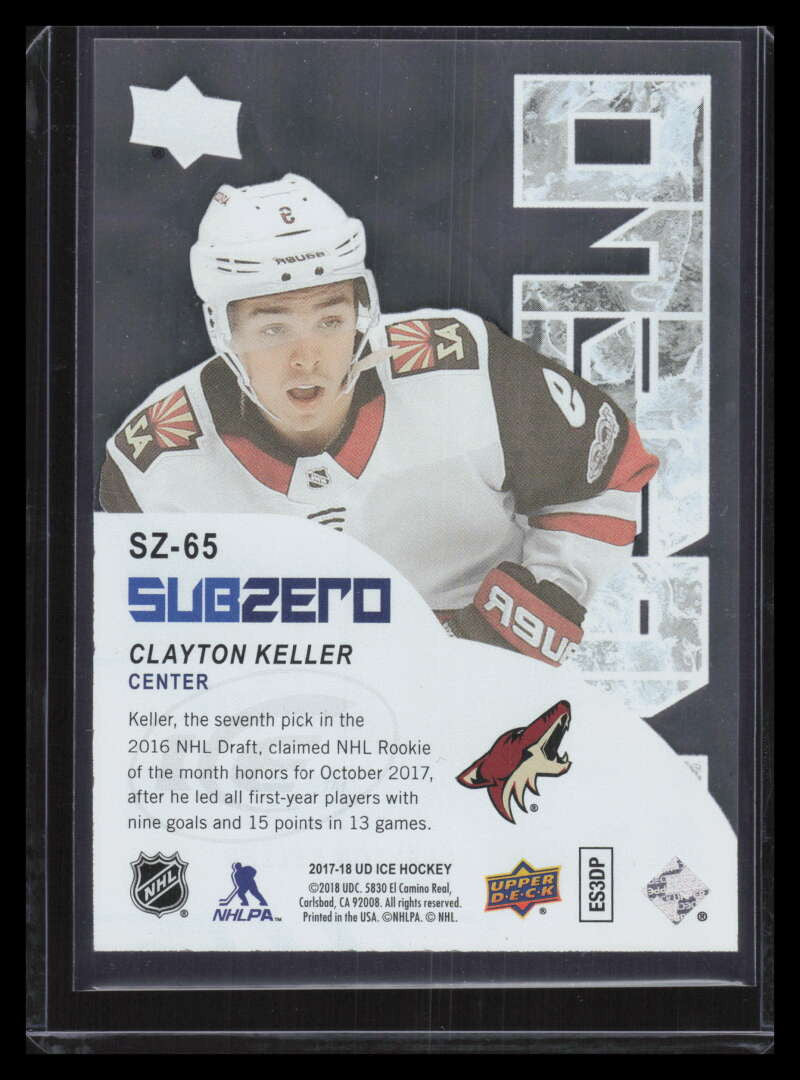 2017-18 Upper Deck Ice Sub Zero sz65 Clayton Keller Rookie