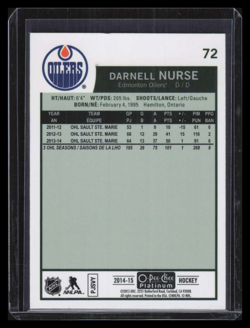 2014-15 O-Pee-Chee Platinum Retro Rainbow 72 Darnell Nurse Rookie