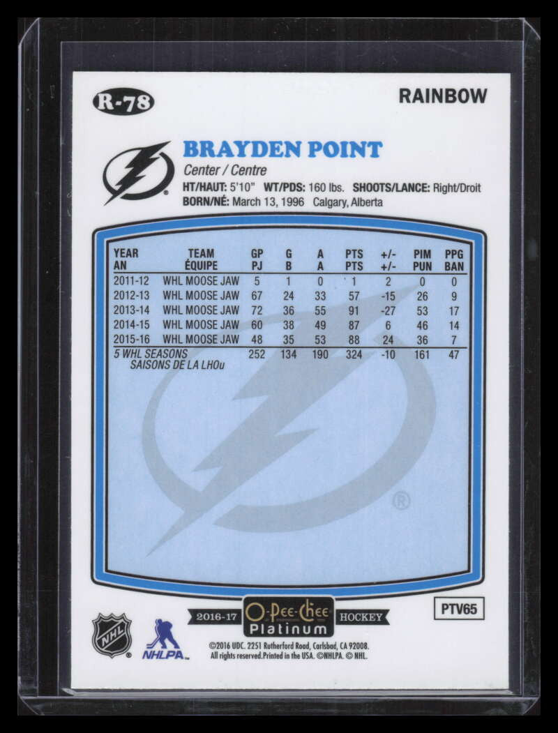 2016-17 O-Pee-Chee Platinum Retro Rainbow r78 Brayden Point Rookie