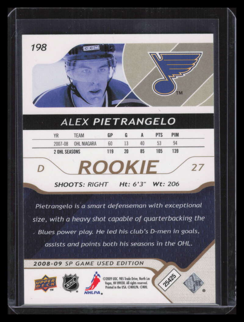 2008-09 SP Game Used Gold 198 Alex Pietrangelo Rookie 21/50