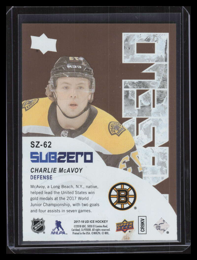 2017-18 Upper Deck Ice Sub Zero Gold sz62 Charlie McAvoy Rookie 17/24