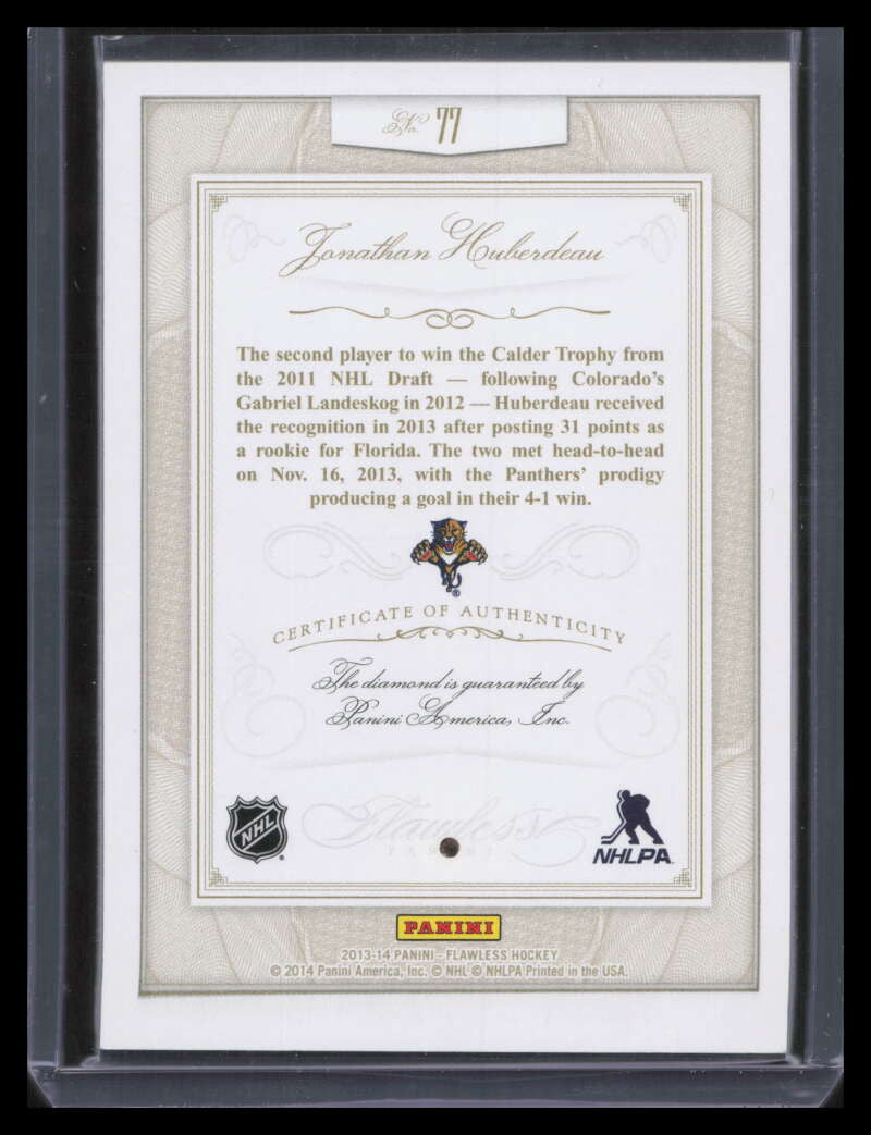 2013-14 Panini Flawless Platinum 77 Jonathan Huberdeau Rookie Diamond 1/1