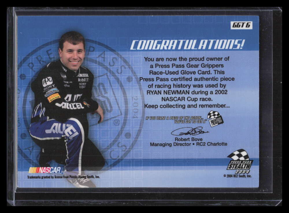 2004 Press Pass Stealth Gear Grippers Drivers Retail Ryan Newman Glove 52/120