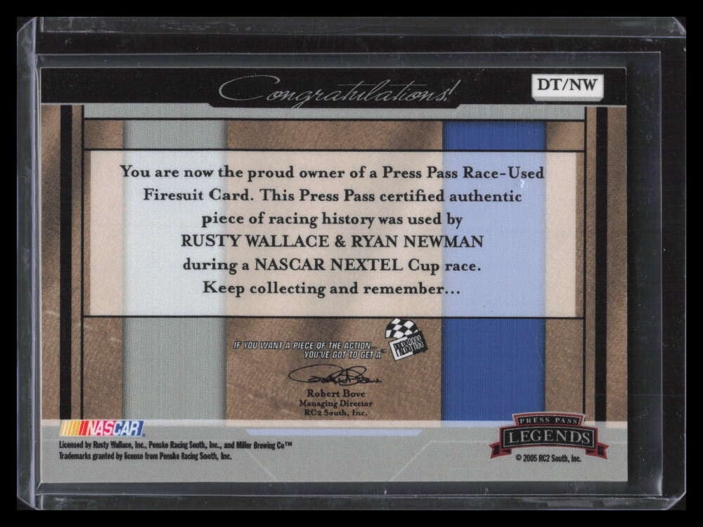2005 Press Pass Legends Double Threads Rusty Wallace Newman Dual Firesuit 93/375