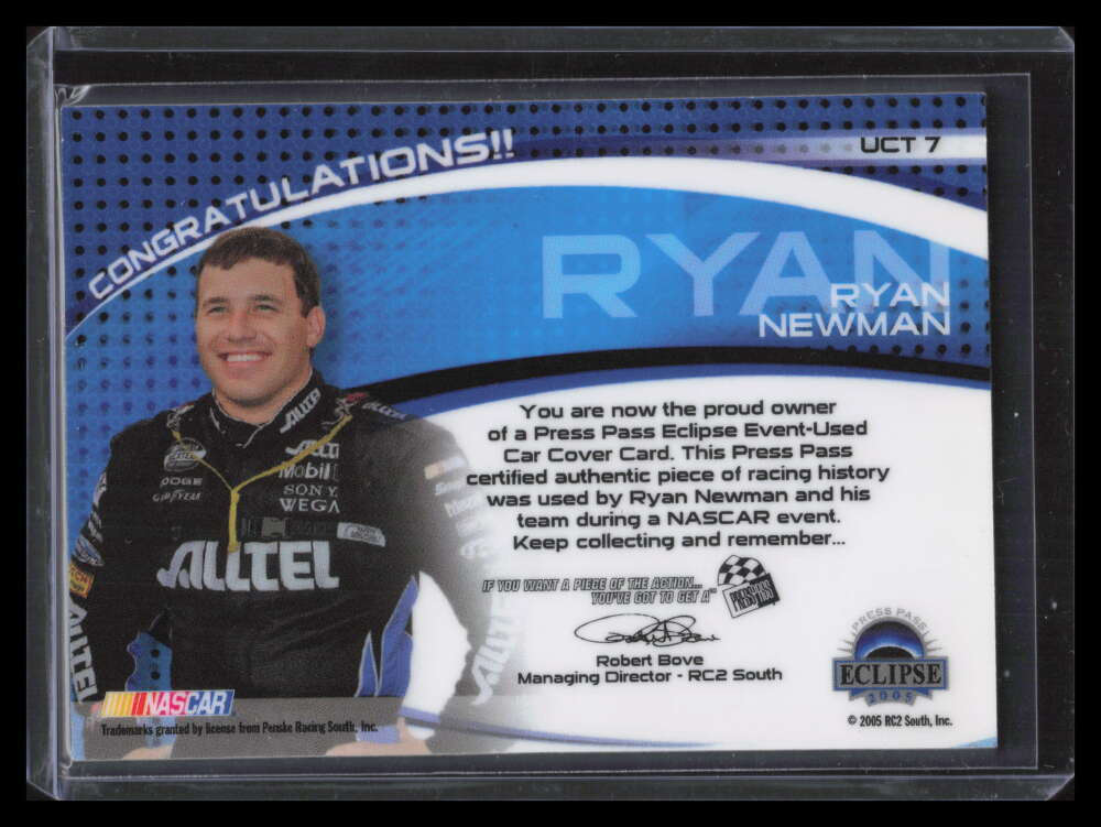 2005 Press Pass Eclipse Under Cover Cars uct7 Ryan Newman Car Cover 16/120