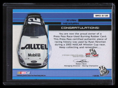 2003 Press Pass Burning Rubber Drivers brd2 Ryan Newman Tire 50/50