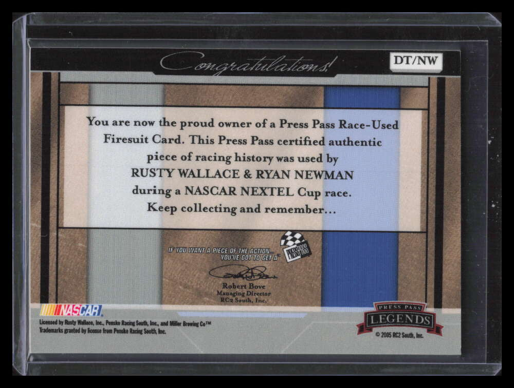 2005 Press Pass Legends Double Threads Rusty Wallace Newman Dual Firesuit 37/225