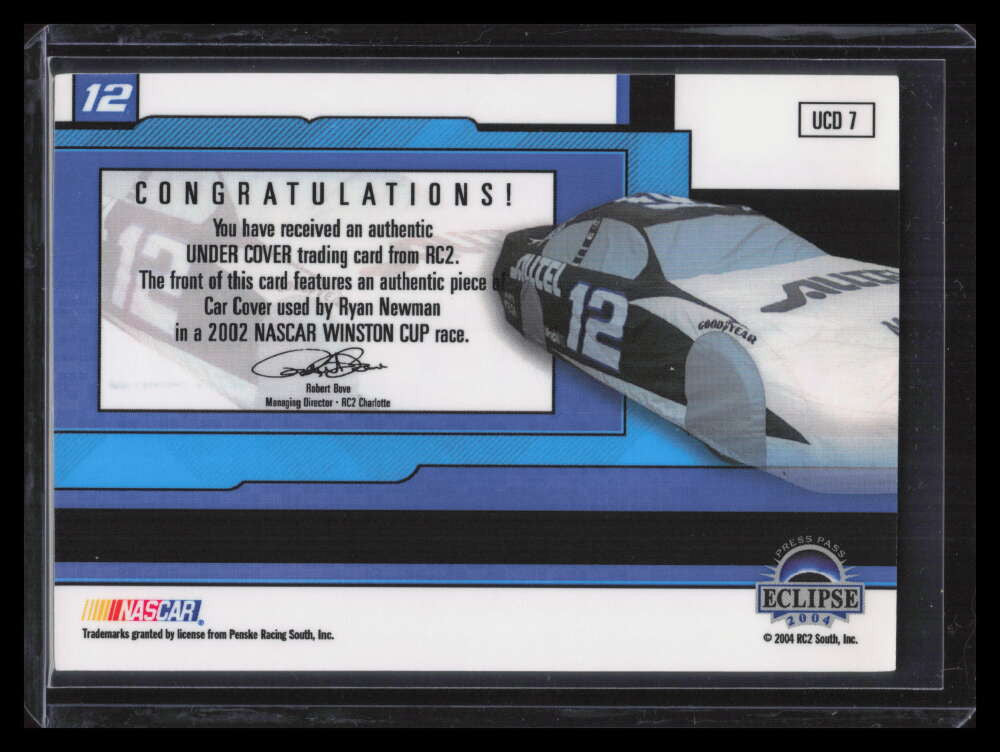 2004 Press Pass Eclipse Under Cover Driver Red ucd7 Ryan Newman Car Cover 47/100