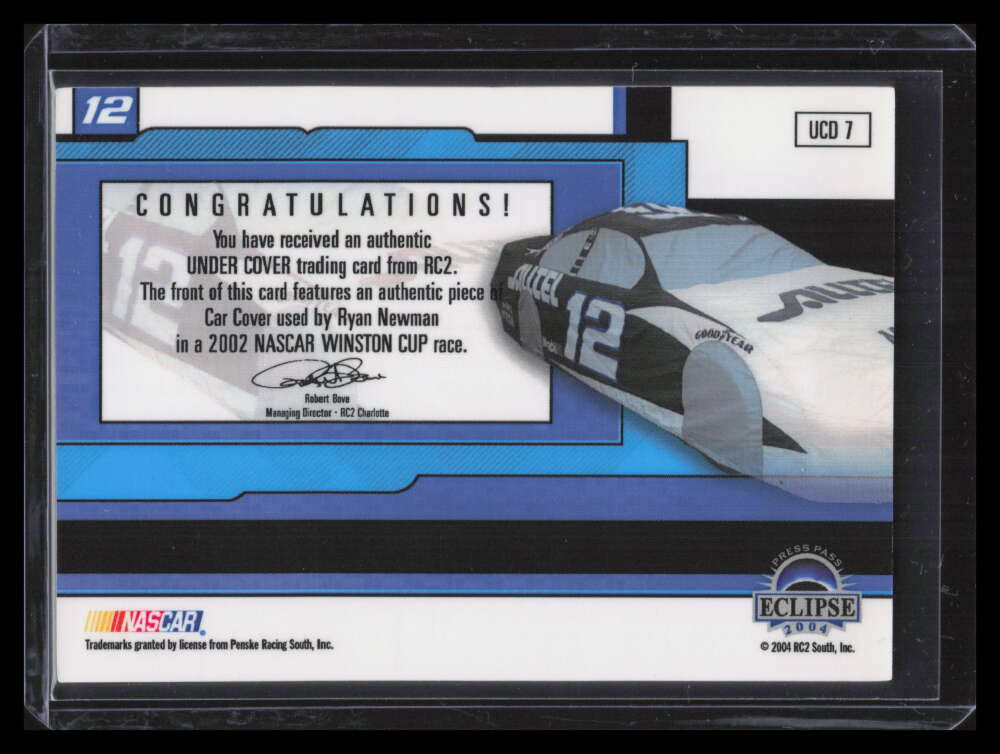 2004 Press Pass Eclipse Under Cover Driver Red ucd7 Ryan Newman Car Cover 52/100