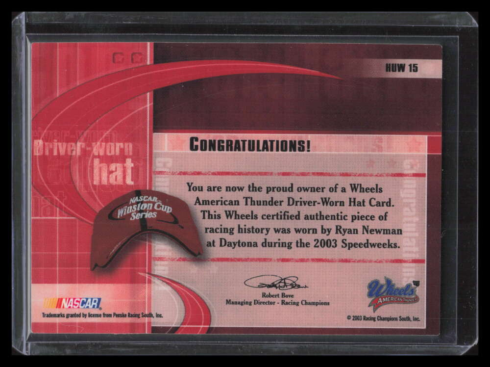 2003 Wheels American Thunder Heads Up Winston huw15 Ryan Newman Hat 7/90
