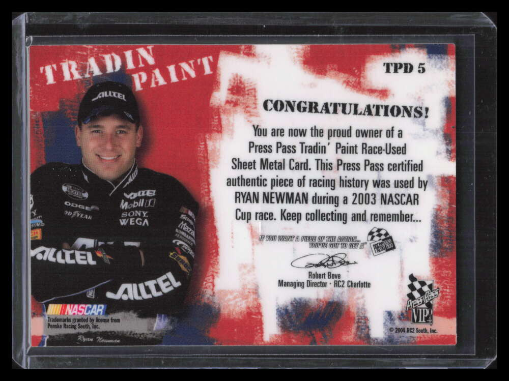 2004 VIP Tradin' Paint Gold tpd5 Ryan Newman Sheet Metal 36/50
