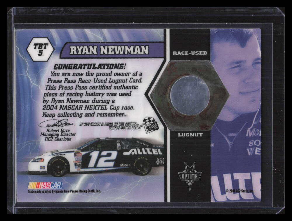 2004 Press Pass Optima Thunder Bolts Cars tbt5 Ryan Newman Lugnut 32/110