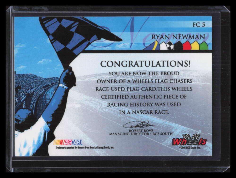 2005 Wheels High Gear Flag Chasers White fc5 Ryan Newman Race Flag 13/55