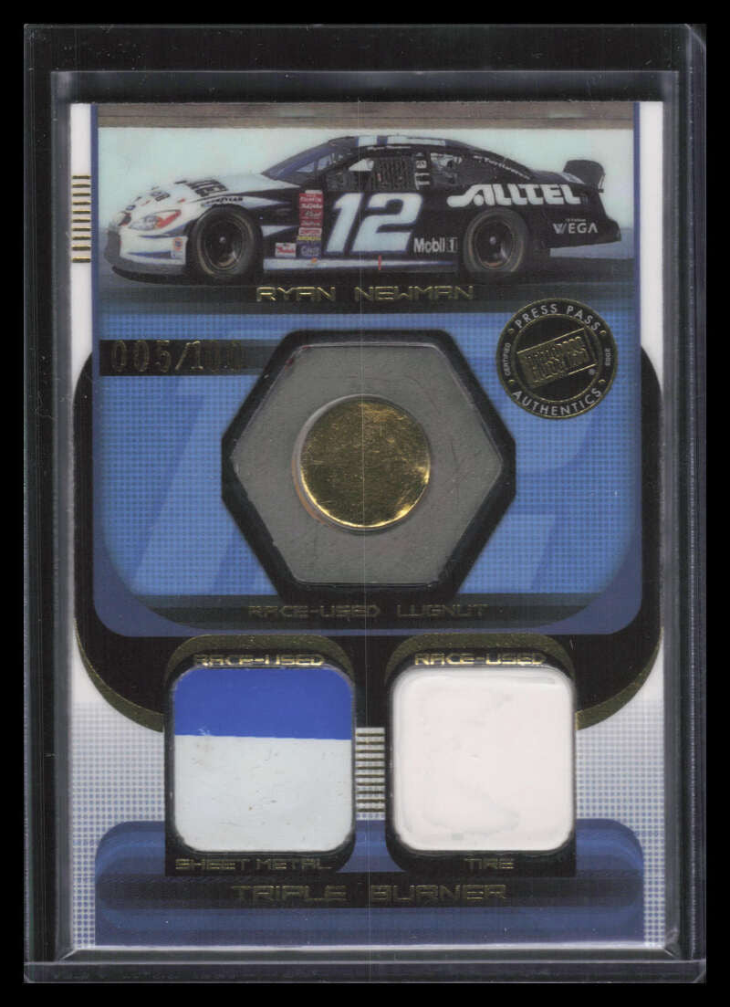 2003 Press Pass Triple Burner Ryan Newman Triple Tire Sheet Metal Lugnut 5/100
