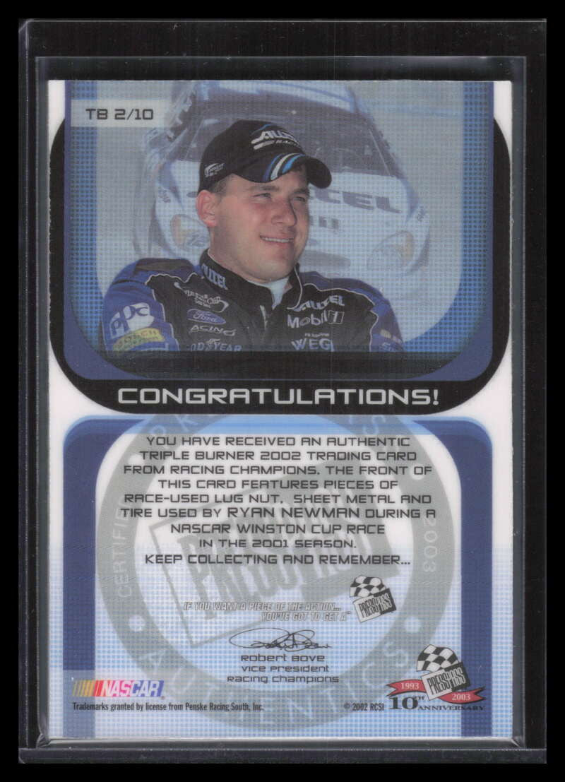 2003 Press Pass Triple Burner Ryan Newman Triple Tire Sheet Metal Lugnut 5/100